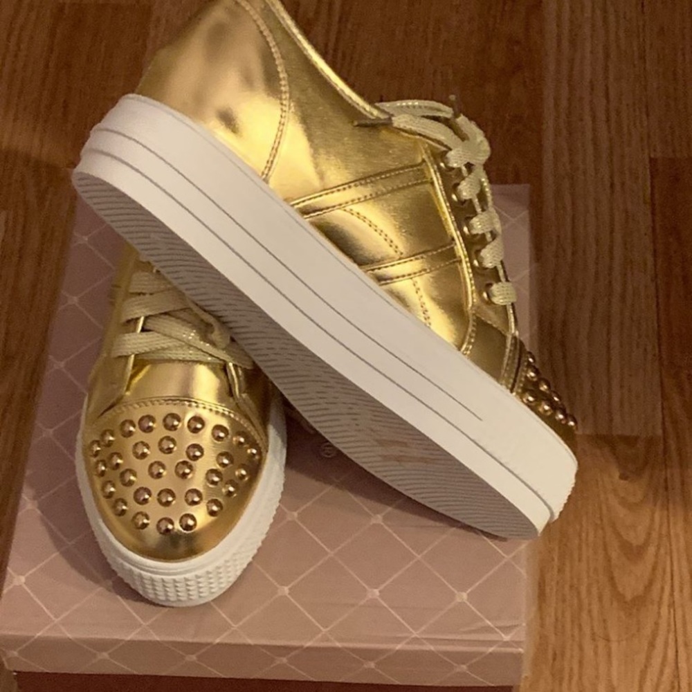 Gold Studded Platform Sneakers
